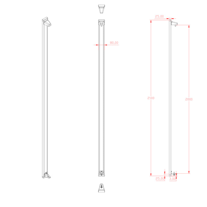 Aluminium Hinge Mount Post