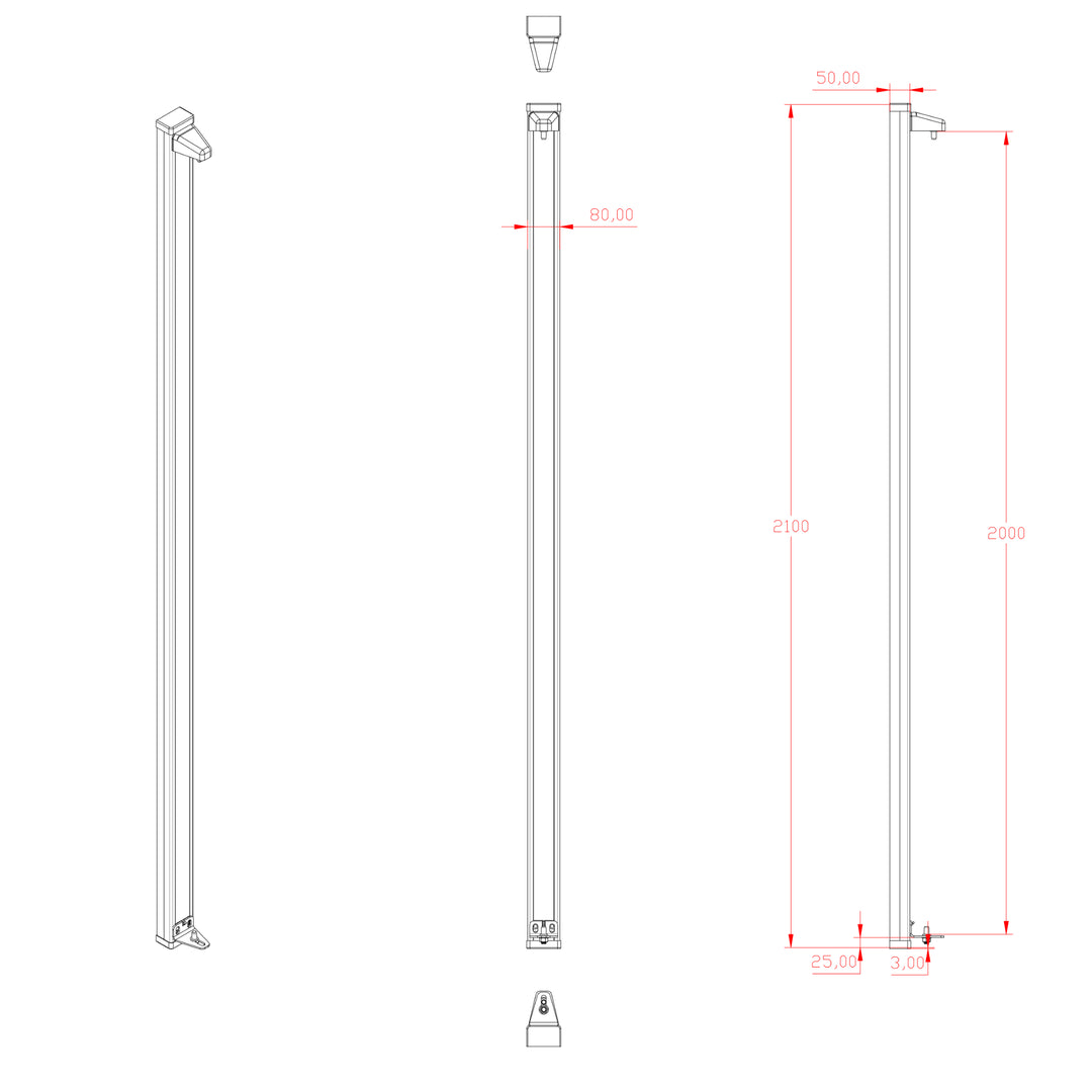 Aluminium Hinge Mount Post