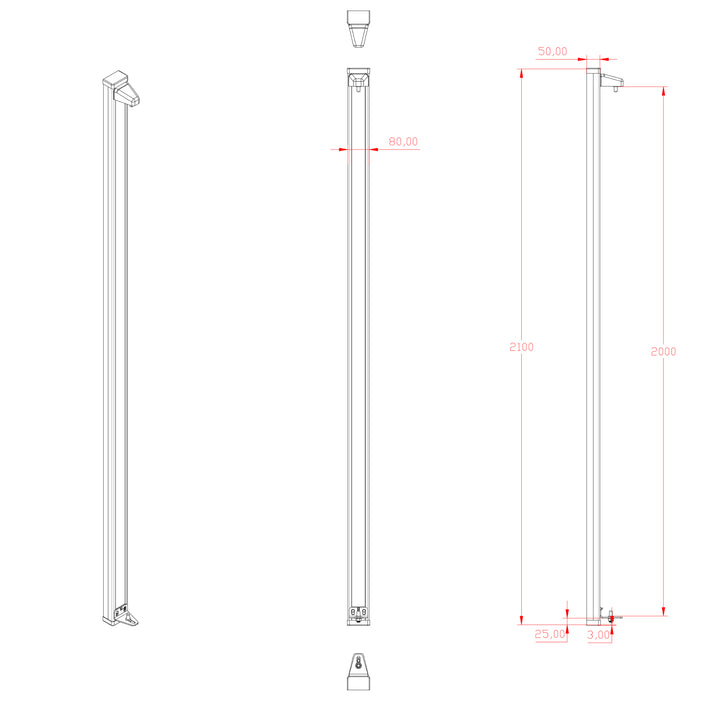 Aluminium Hinge Mount Post