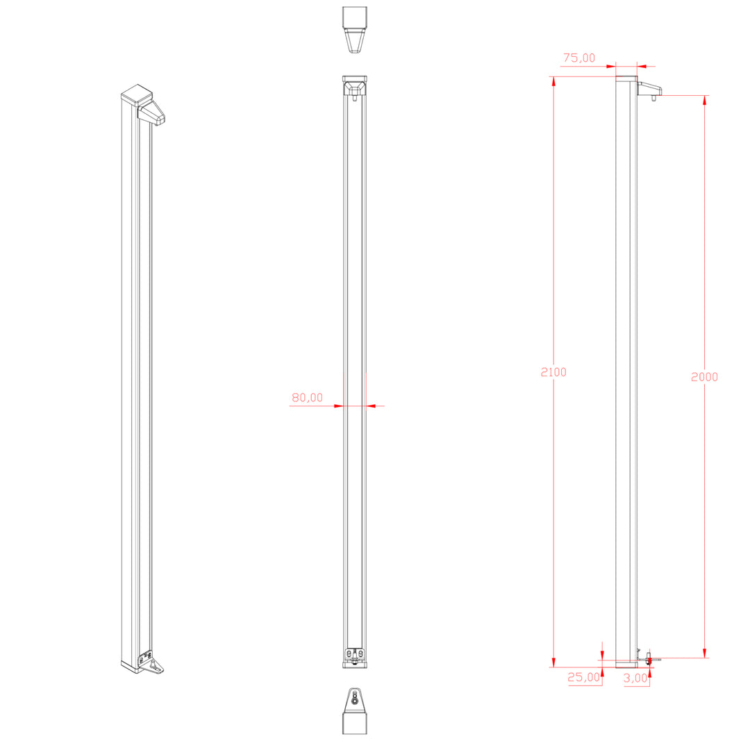 Aluminium Hinge Mount Post