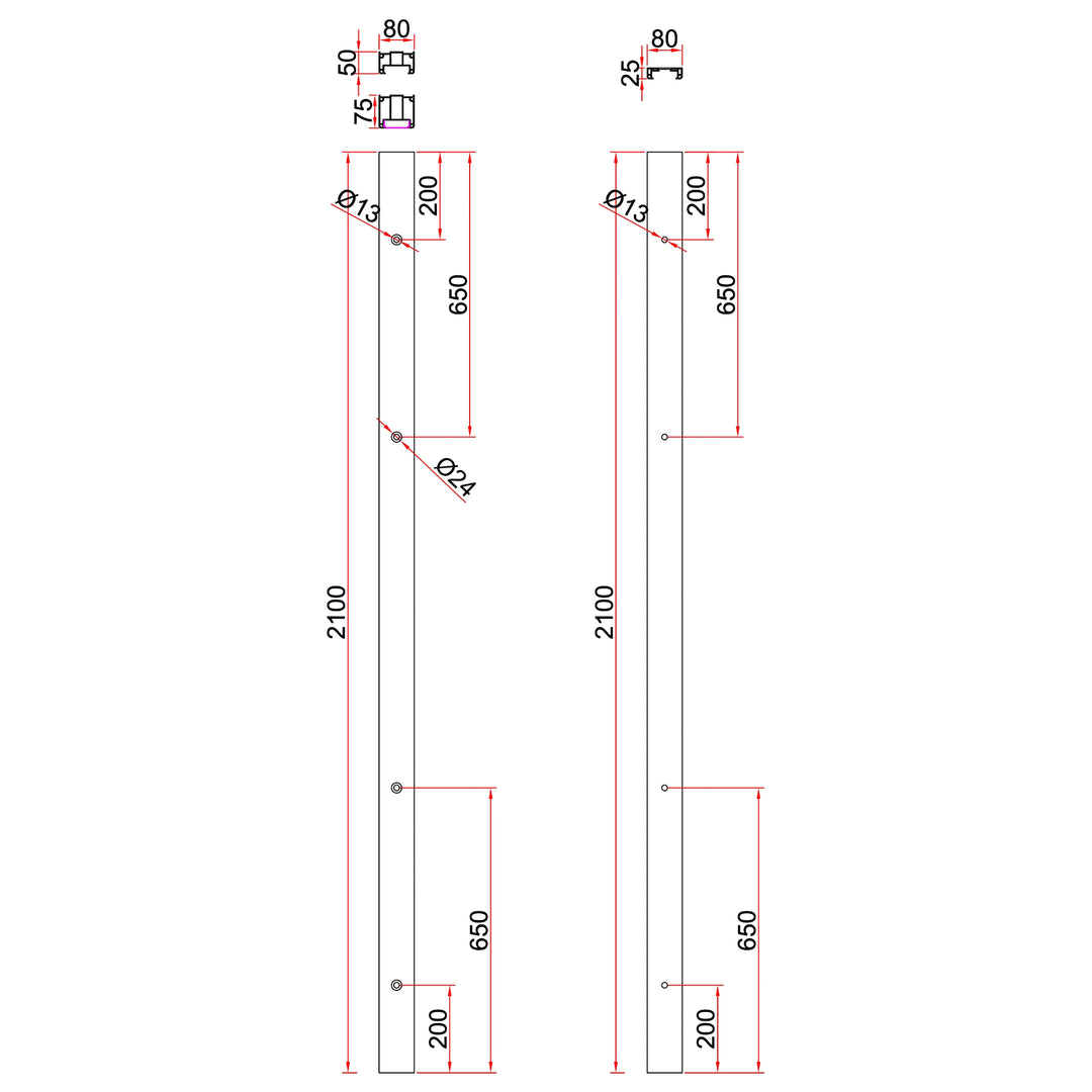 Aluminium Hinge Mount Post