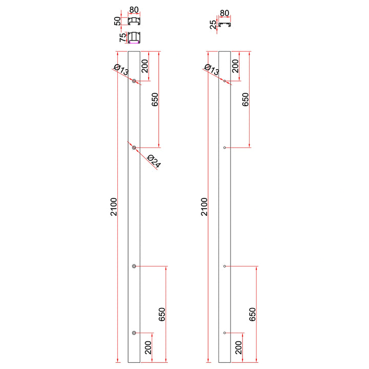 Aluminium Hinge Mount Post