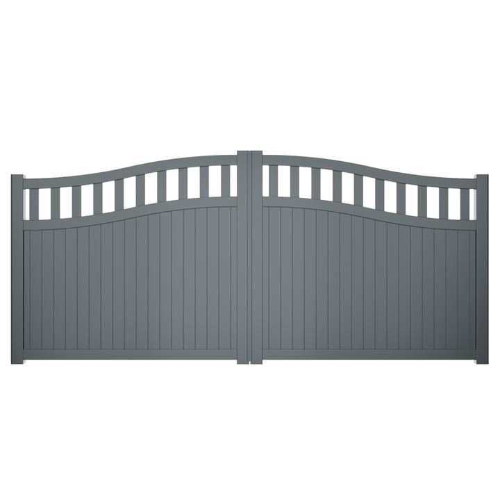 Bell-Curved Vertical Infill Partial-Privacy Driveway Gates