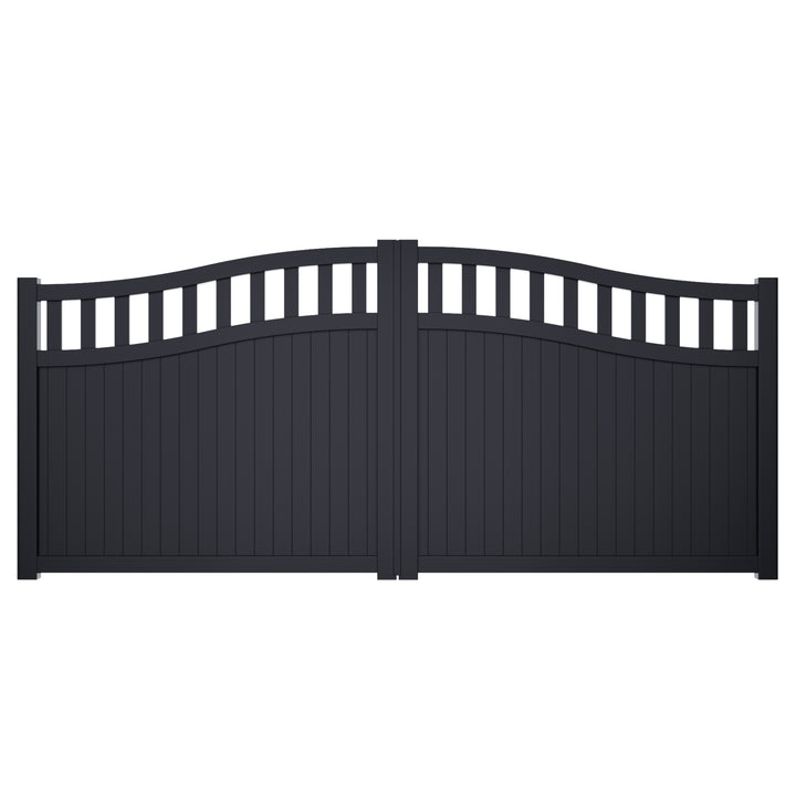Bell-Curved Vertical Infill Partial-Privacy Driveway Gates