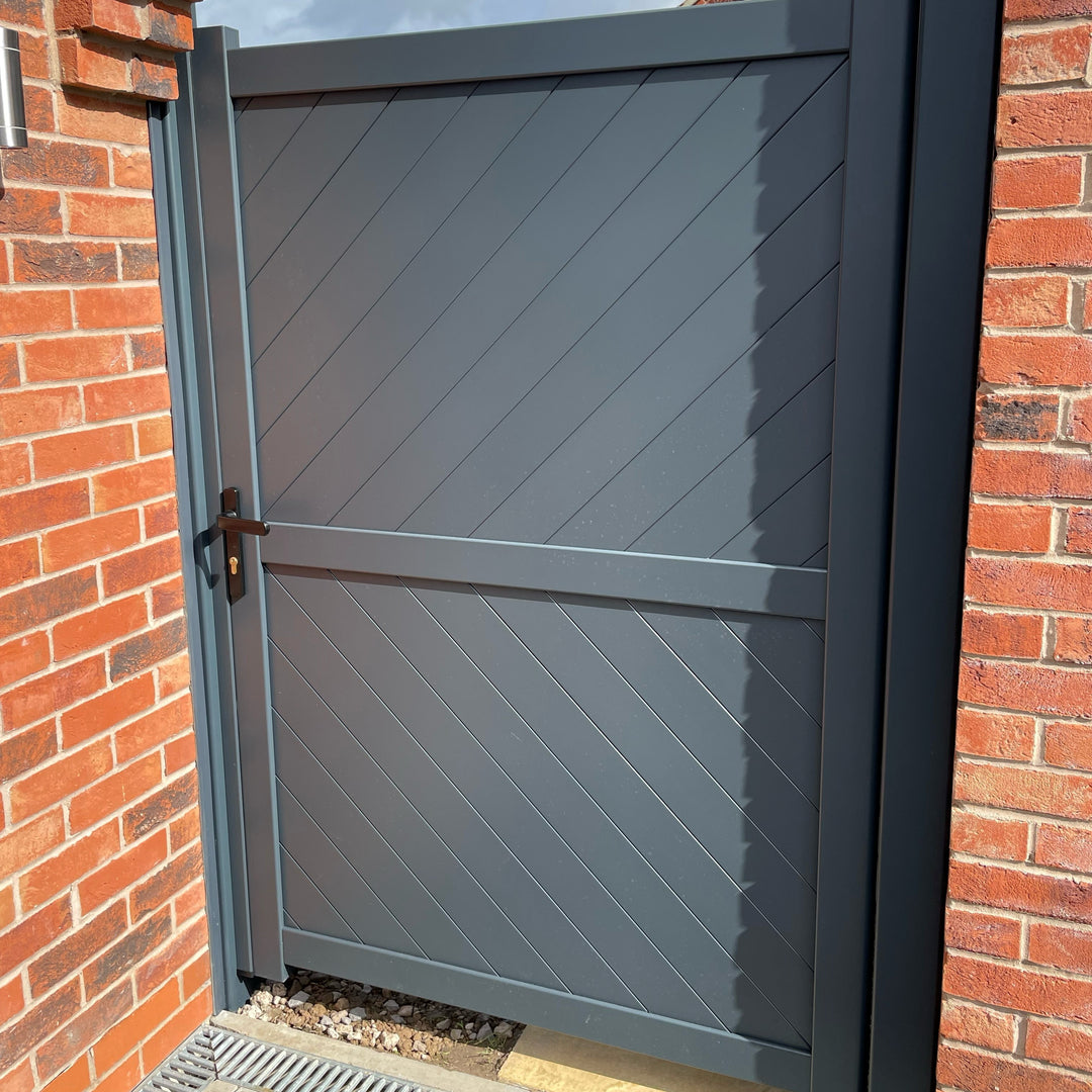 Diagonal Solid Infill Aluminium Garden Gate