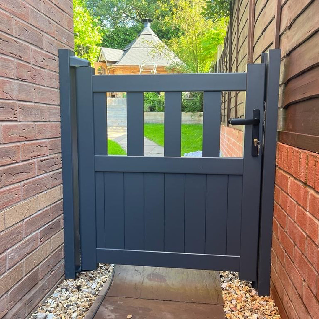 Open Slatted Vertical Infill Aluminium Garden Gate